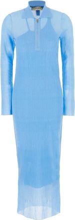 Fendi Silk Blend Dress - Dames - Shirt Kleedjes - Blauw - XS - Kleedjes