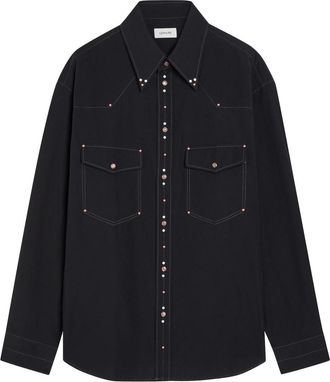 Christophe Lemaire Stud-embellished Cotton-poplin Shirt - Black - 52 (IT52 / XL)