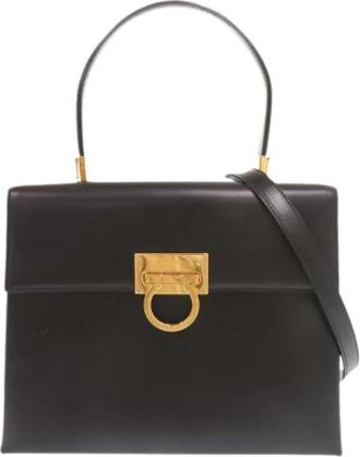 Ferragamo Pre-owned Handtas- Schoudertas - Dames - Vintage Handtas - Zwart - ONE Size - Leer - Vintage