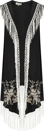 Pahiesa Schwarzer Kimono mit Fransen