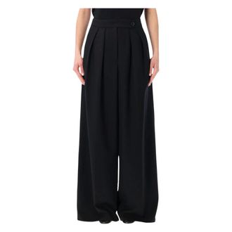 Dries Van Noten Wide-leg Pleated Trousers - female - Dries Van Noten - Wide Trousers - Black - M - Trousers