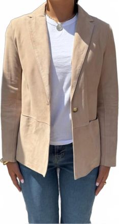 Via Masini Suede Blazer In Tan