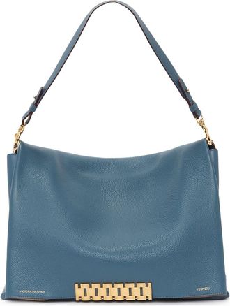 Victoria Beckham Jumbo-chain leather pouch - women - Calf Leather/Suede - OS - Blue