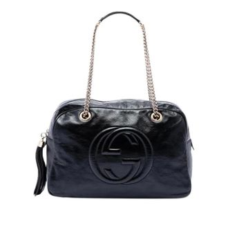 Gucci Pre-owned Shoulder Bags, female, Black, Size: ONE SIZE Pre-owned Vintage Patent Leather Shoulder Bag