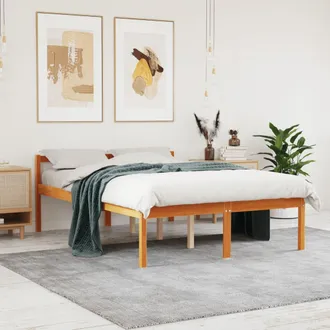 vidaXL Cama Para Mayores Madera Maciza De Pino Marr&oacute;n Cera 120x190 Cm Vidaxl