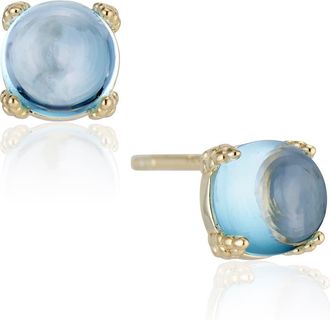House of Frosted Blue Topaz Round Stud Earrings in Gold at Nordstrom Rack
