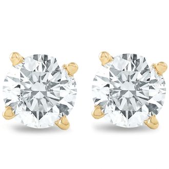 Pompeii3 1 1/4Ct Round Brilliant Cut Natural Diamond Studs in 14K Gold Basket Setting
