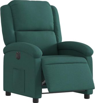 vidaXL Sill&oacute;n Reclinable El&eacute;ctrico Tela Verde Oscuro Vidaxl