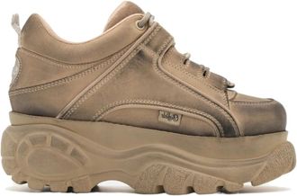 Buffalo Oliekalfsnubuck Veters Rubberen Zool - Dames - Sneakers - Beige - 40 EU - Schoenen