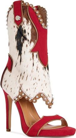 Azalea Wang Tahlie Genuine Calf Hair Sandal in Red Multi at Nordstrom, Size 7.5