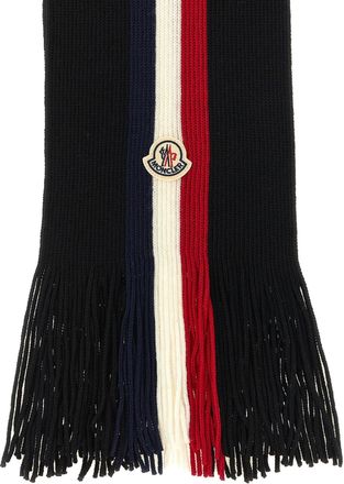 Moncler Tricolor Wool Scarf - Black