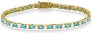 Allurez Alternating Diamond & Blue Topaz Eternity Tennis Bracelet 14K Yellow Gold (8.60ct)