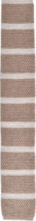 Brunello Cucinelli Brunello Cucinelli Mens Textured Striped Knit Tie - Tan Cotton - One Size