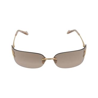 Miu Miu Accessoires, Dames, Geel, ONE Size, Randloze Rechthoekige Zonnebril