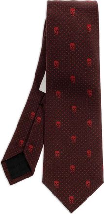 Alexander McQueen skull-pattern dotted tie - Red