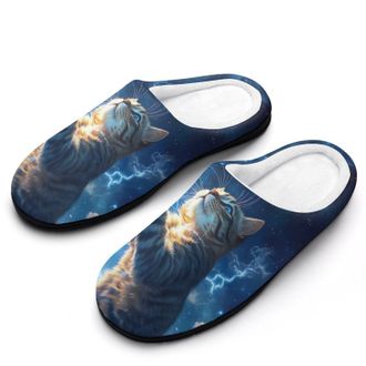 Generic Thunderbolt Cat Womens Slippers Warm House Slippers Indoor House Shoes with Anti-Skid Rubber Sole