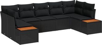vidaXL Vidaxl - Garden Sofa Set 7 pcs Black 289 x 154 x 85 cm Poly rattan
