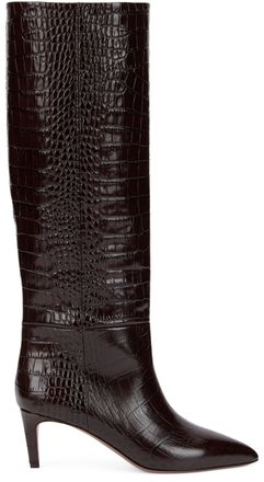 PARIS TEXAS Womens Tall Leather Boot, Ebony Calfskin