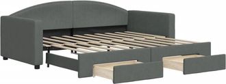 vidaXL Sofá cama nido con cajones tela gris oscuro 90x190 cm Vidaxl