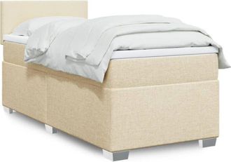 vidaXL Cama Box Spring Con Colch&oacute;n Tela Color Crema 100x200 Cm Vidaxl