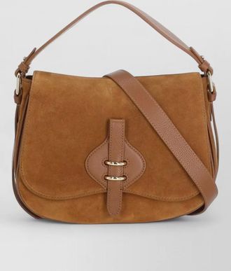 Coccinelle suede shoulder bag dual compartments strap