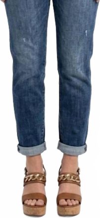 Judy Blue Juliana Mid Rise Button Fly Boyfriend Denim Jeans In Blue