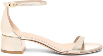 Stuart Weitzman Nudistcurve 35 Block-Heel Suede Sandal - Dames - Sandalen met hakken - Geel - 36 EU - Su&egrave;de - Schoenen