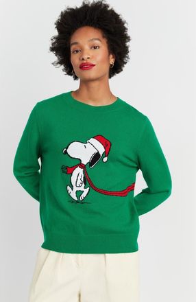 Chinti and Parker Wool-Cashmere Holiday Snoopy Sweater in Jolly Green at Nordstrom, Size X-Large