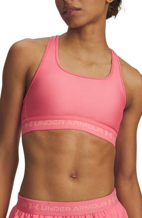 Under Armour HeatGear Mid Cross Back Sports Bra in Bittersweet Pink //Posh Pink at Nordstrom, Size X-Small