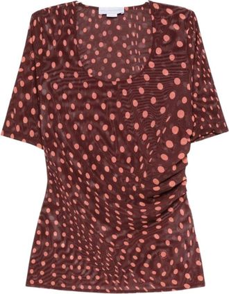 Stella McCartney Scoop Neck Top - Dames - T-shirts - Rood - M - Denim - Tops