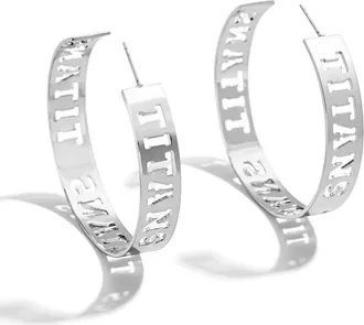 WEAR by Erin Andrews x Baublebar Silver Tennessee Titans Large Cutout Hoop Earrings at Nordstrom
