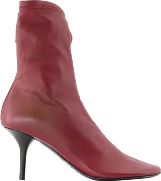 Acne Studios Leren Enkelboot - Dames - Laarzen met Hak - Rood - 35 EU - Leer - Schoenen
