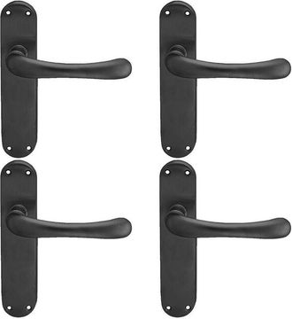 Loops 4x PAIR Smooth Rounded Handle on Shaped Latch Backplate 185 x 42mm Matt Black
