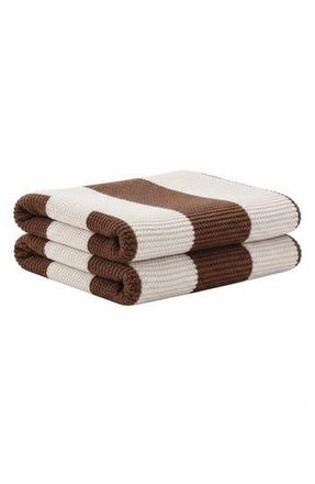 Luxury Home Vintage Stripe Fluffy Throw Blanket in Chocolate at Nordstrom Rack