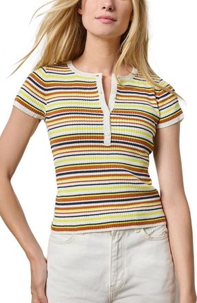 Lilla P Striped Linen-Blend Henley
