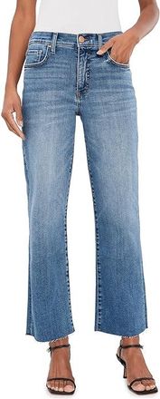 Kut from the Kloth Petite Avery High-Rise Fab Ab Easy Straight Leg Raw Hem Womens Jeans Building : 16P 28, Cotton/Denim/Polyester
