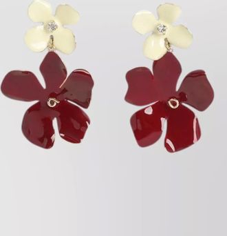 Marni floral brass drop earrings twin charms