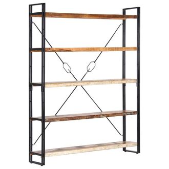Berkfield Home 5-Tier Bookcase 140x30x180 cm Solid Reclaimed Wood in Brown | Size: 140 x 30 x 180 cm