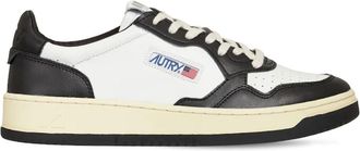 Autry Medalist Low MenS White & Black Leather Sneakers Aulm Wb01