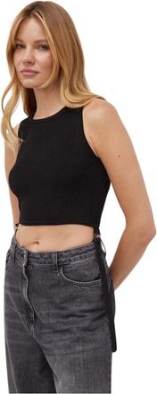 Patrizia Pepe Geribde gebreide mouwloze body - Dames - Bodies - Zwart - M - Tops