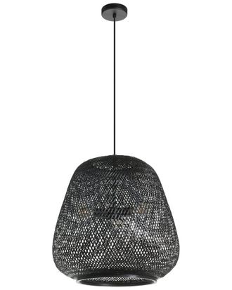 Eglo Eglo Dembleby 3 Light Pendant With Black Finish & Black Bamboo Shade