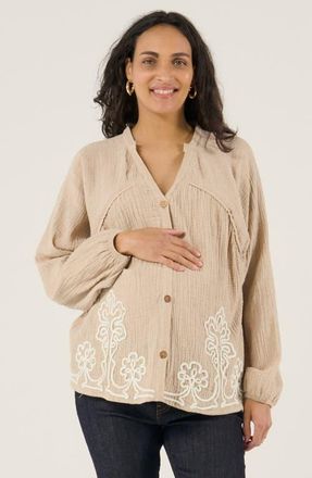 Cache Coeur Maternity and Nursing Blouse Sarah in Beige at Nordstrom, Size Xx-Large