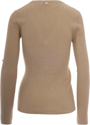 Liu Jo Womens Sweater Ribbed Lam&eacute; Platinum Lux Jumpers
