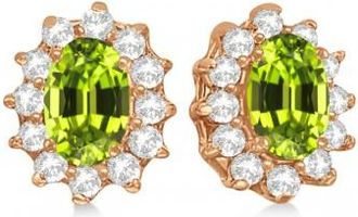 Allurez Oval Peridot & Diamond Accented Earrings 14k Rose Gold (2.05ct)