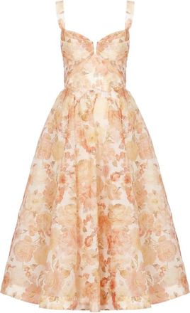 Zimmermann Rebellion Drape Midi Dress - Dames - Casual kleedjes - Oranje - XS - Katoen - Kleedjes