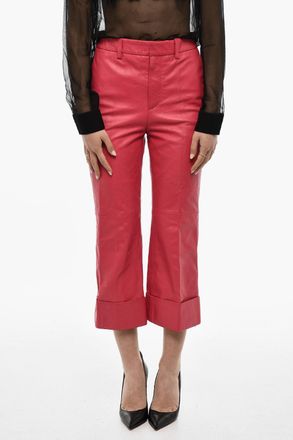 Dsquared2 Pantaloni In Pelle ad Orlo Con Risvolto Dsquared2
