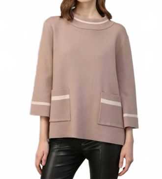 Fate Mock Neck Contrast Trim Sweater In Blush