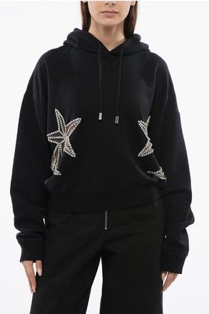 Dsquared2 See Through Inserted STAR Hoodie with Rhinestones size Xs