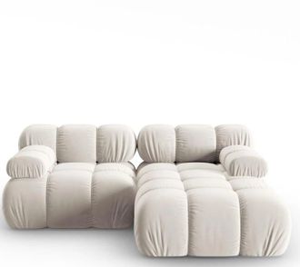 MICADONI Modulares 3-Sitzer Design Ecksofa Bellis mit Eckteil rechts - Samtbezug