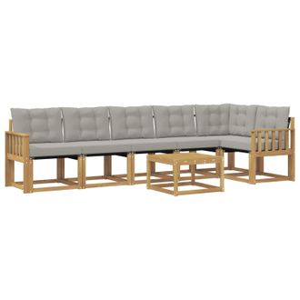 vidaXL Conjunto De Sof&aacute;s De Exterior 7 Pcs Blanco Y Gris Claro Vidaxl